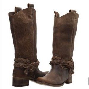 Bed Stu Sapphire Leather Braid Harness Tall Boots